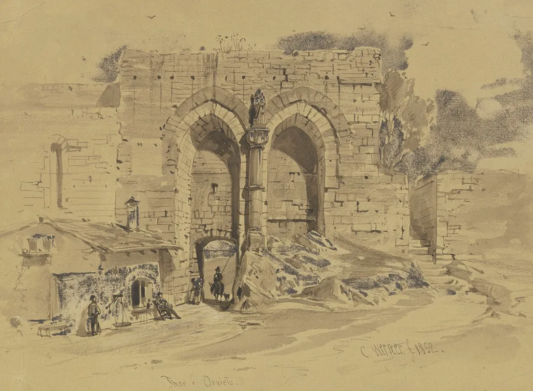Tor In Der Stadtbefestigung Von Orvieto by Carl Friedrich Heinrich Werner - Canvas Print