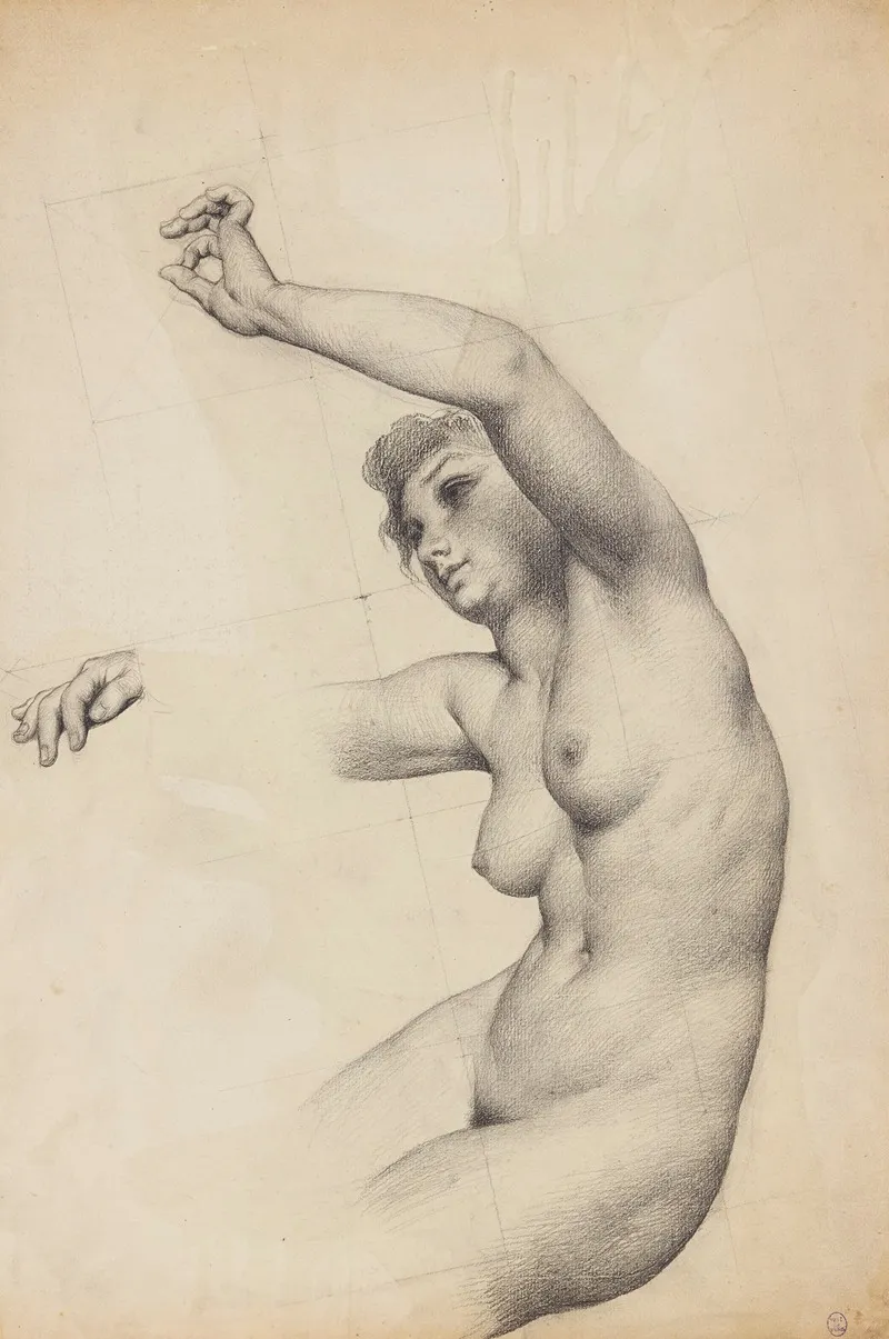 Torse De Femme Nue Le Bras Gauche Leve by François Emile Ehrmann - Canvas Print
