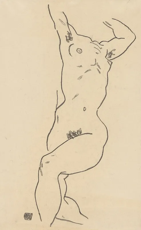 Torso Of A Nude by Egon Schiele - Canvas Print