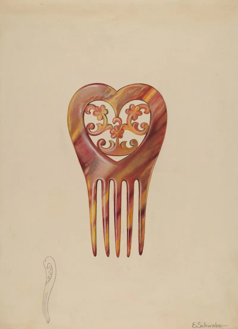 Tortoise Shell Comb by Erwin Schwabe - Canvas Print