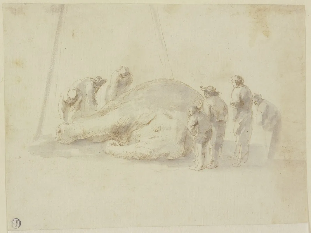 Toter Elefant Und Sieben Betrachter by Stefano Della Bella - Canvas Print