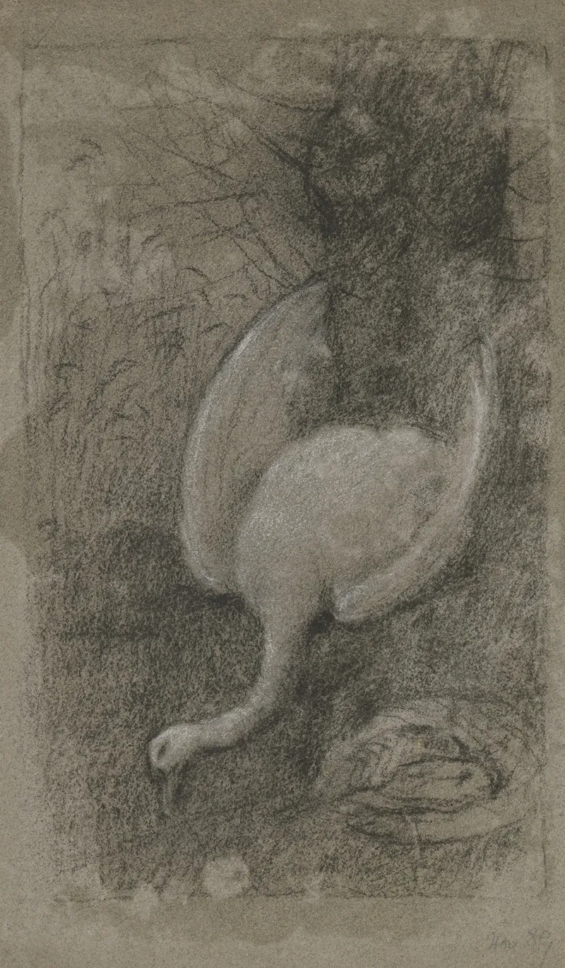 Toter Schwan Vor Trauerweide by Otto Scholderer - Canvas Print