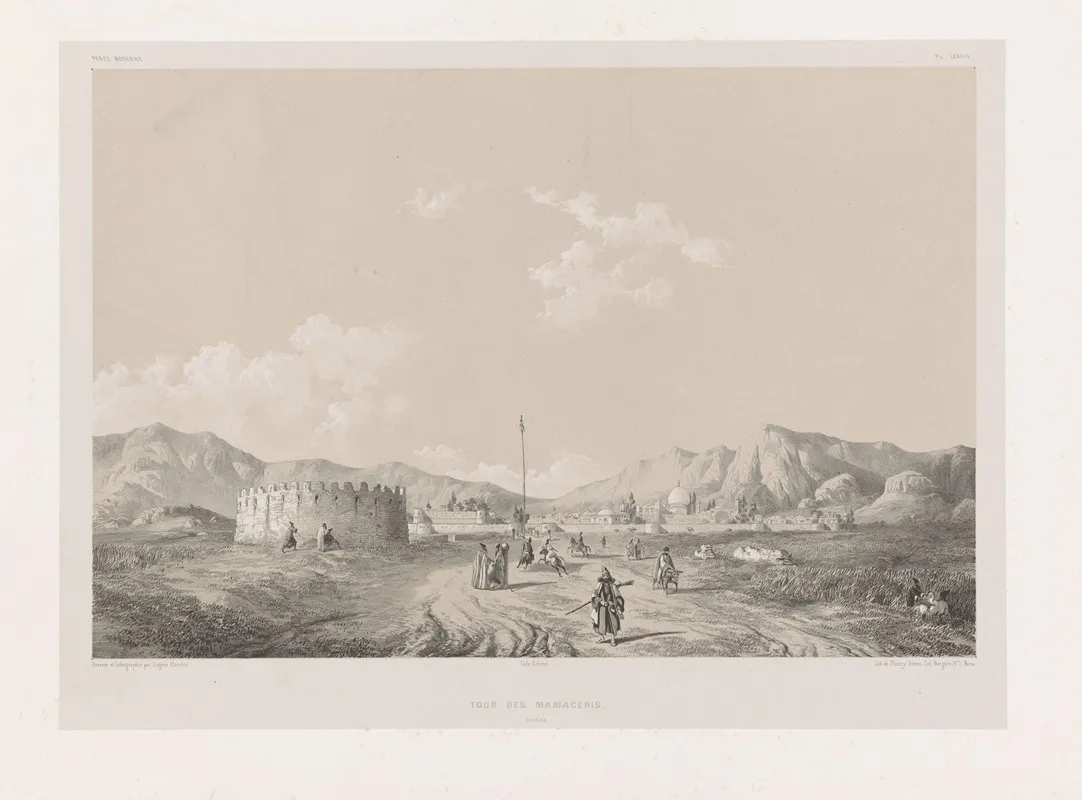 Tour De Mamacenis Chiraz by Eugène Flandin - Canvas Print