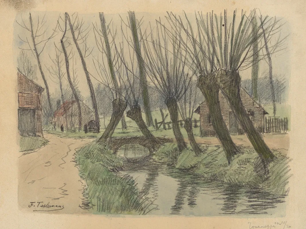Tourneppe Dworp Petit Canal Borde De Saules Pont Et Maisonnettes