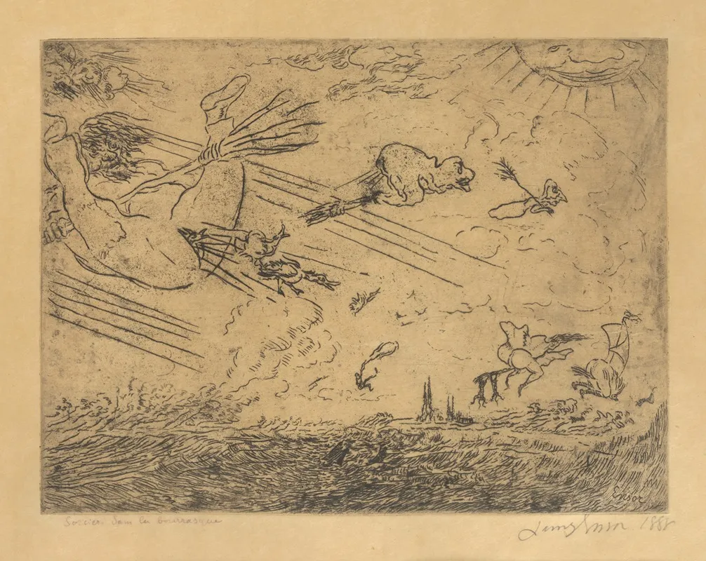 Tovenaars In De Stormwind by James Ensor - Canvas Print