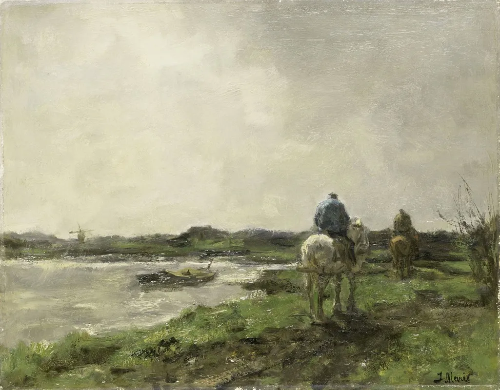 Towpath by Jacob Maris - Canvas Print