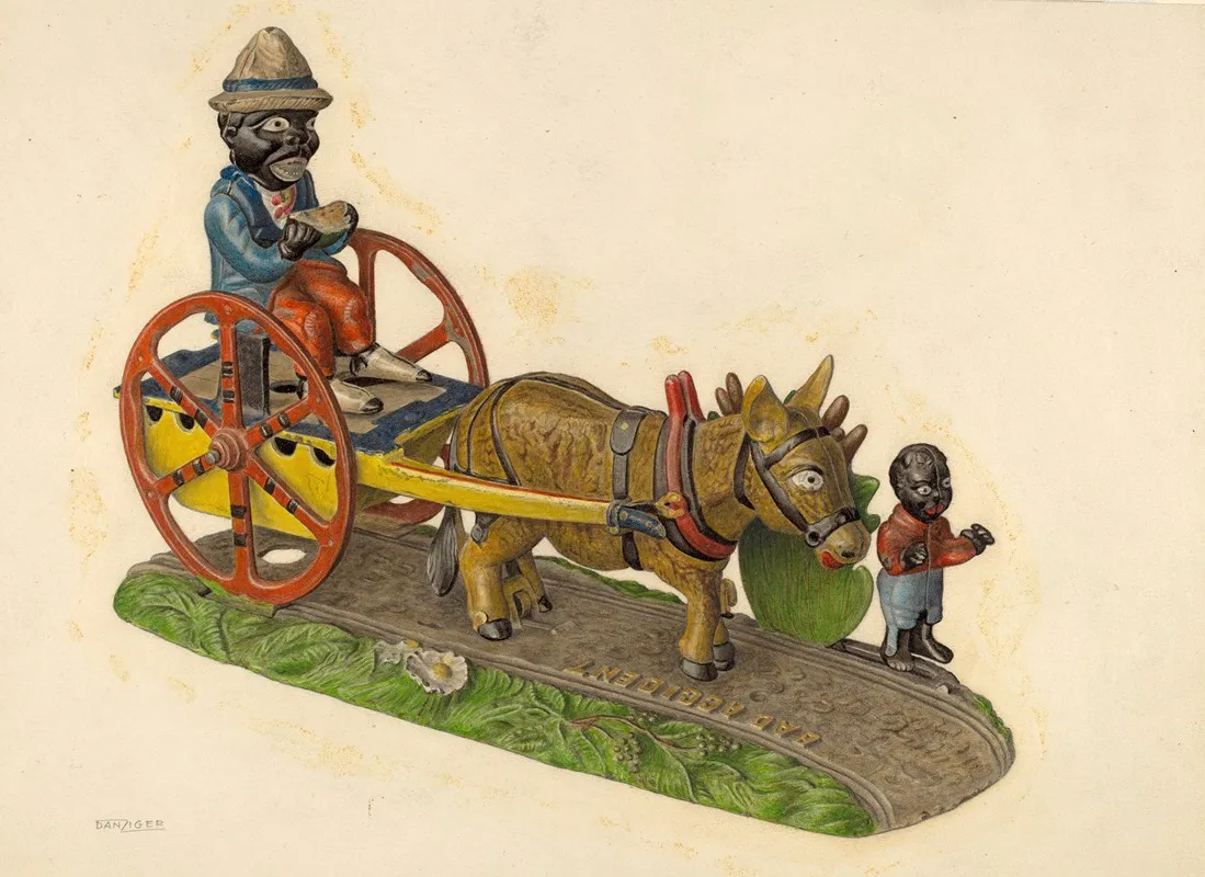 Toy Bank Donkey And Cart by Isidore Danziger - Canvas Print