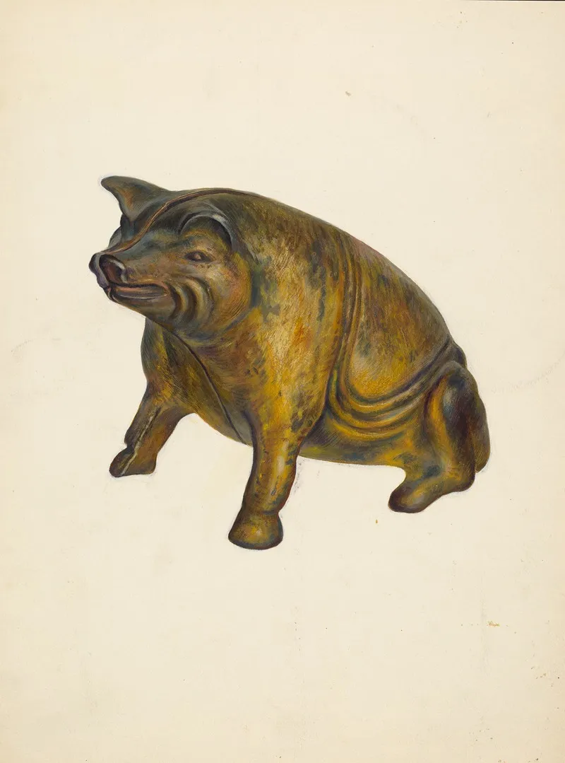 Toy Bank Pig by Walter Hochstrasser - Canvas Print