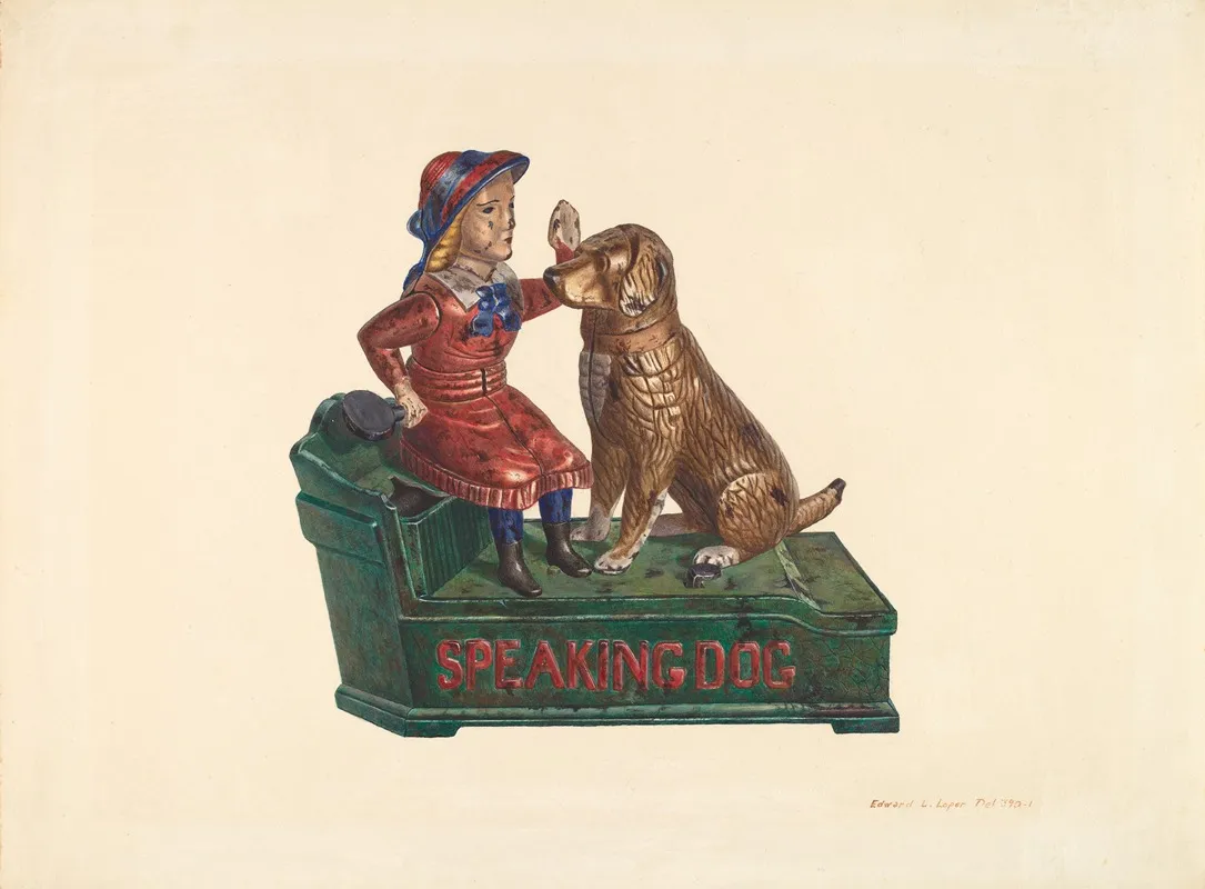 Toy Bank Speaking Dog by Edward L. Loper - Canvas Print