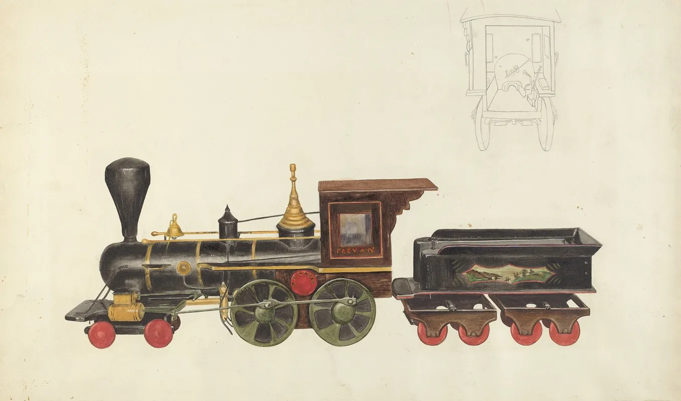 Toy Locomotive by Alice Stearns - Canvas Print