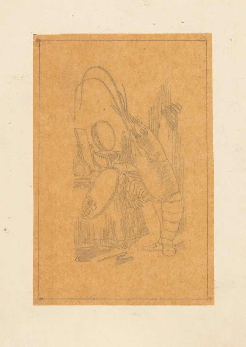 Tracing Of The Lobster Primping Before A Mirror