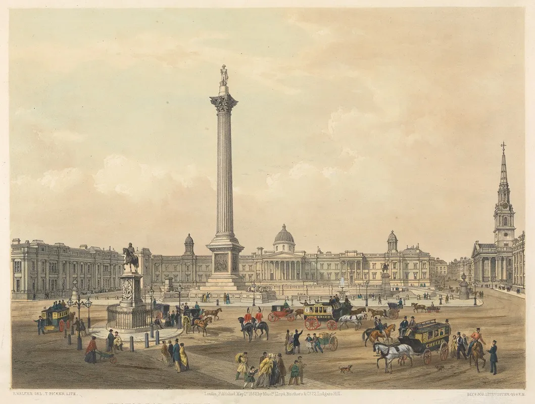 Trafalgar Square With The National Gallery And St Martins Church by Edmund Walker - Canvas Print