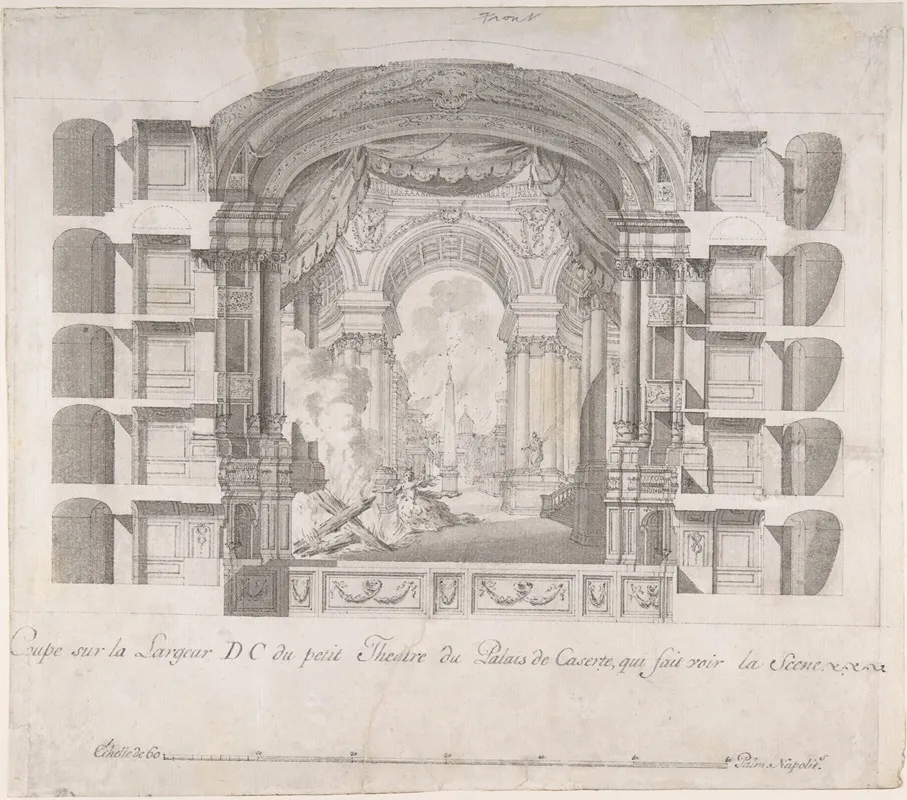 Transverse Section Of The Small Theater At The Palace Of Caserta With A View Of A Stage Design by Luigi Vanvitelli - Canvas Print