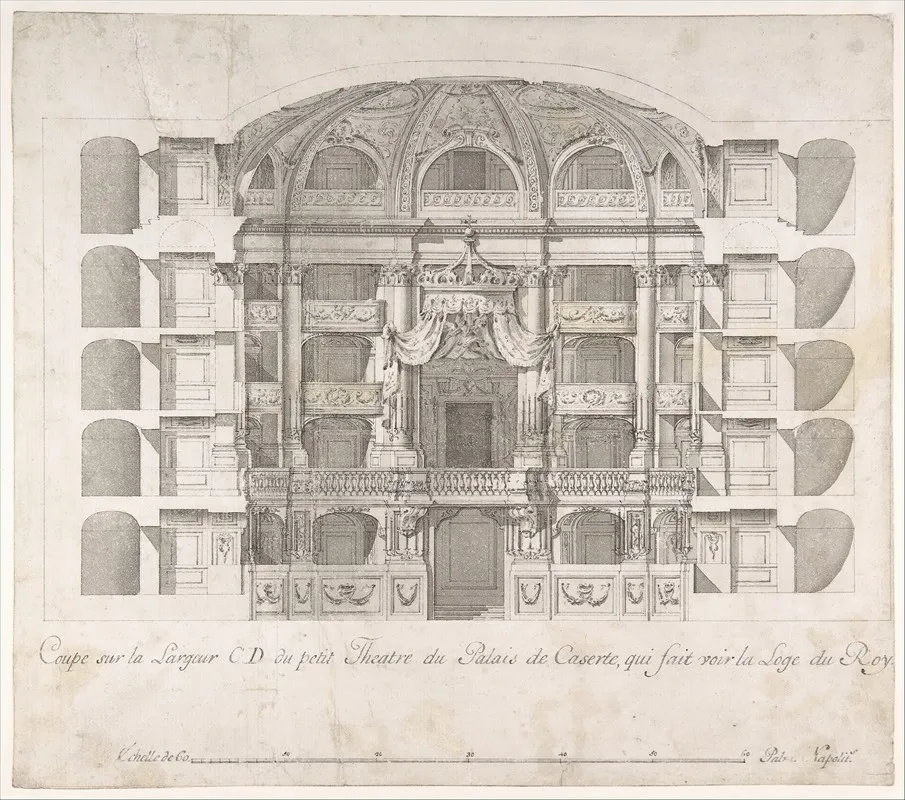 Transverse Section Of The Small Theater In The Palace Of Caserta With A View Towards The Royal Box