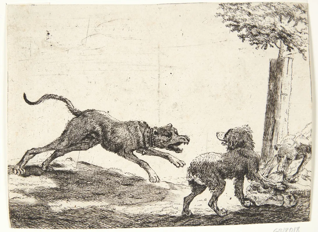 Tre Hunde Med Et Adsel by Paulus van Hillegaert II - Canvas Print