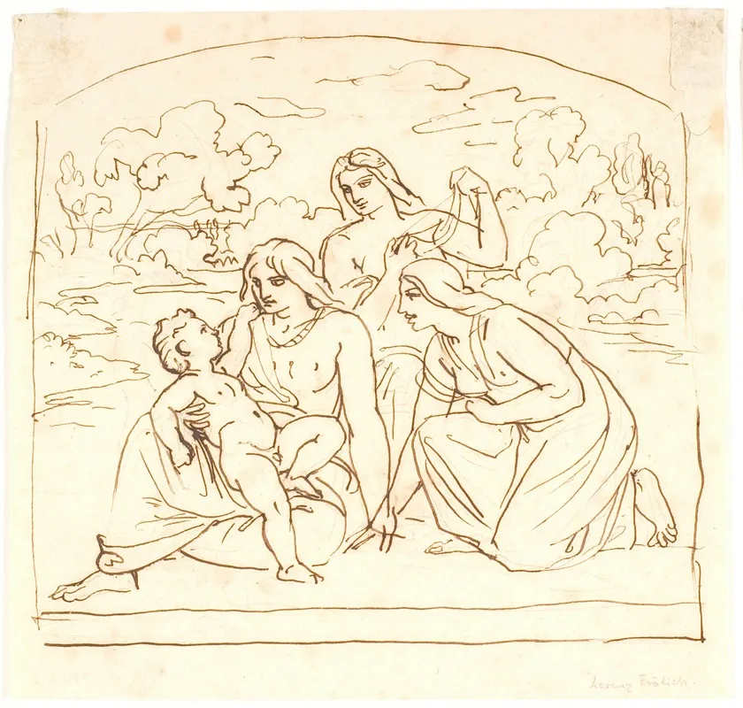 Tre Kvinder Med Et Barn Moses Findes Af Faraos Datter by Lorenz Frølich - Canvas Print