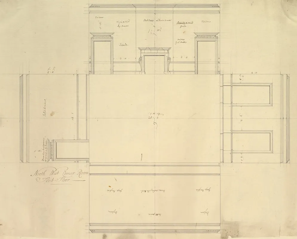 Treasury House 10 Downing Street London Plan Of The End Room Below Northwest Corner Room First Floor by Isaac Ware - Canvas Print