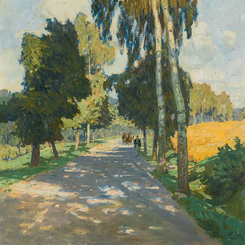 Tree Lined Road In Bruntal by Carl Moll - Canvas Print