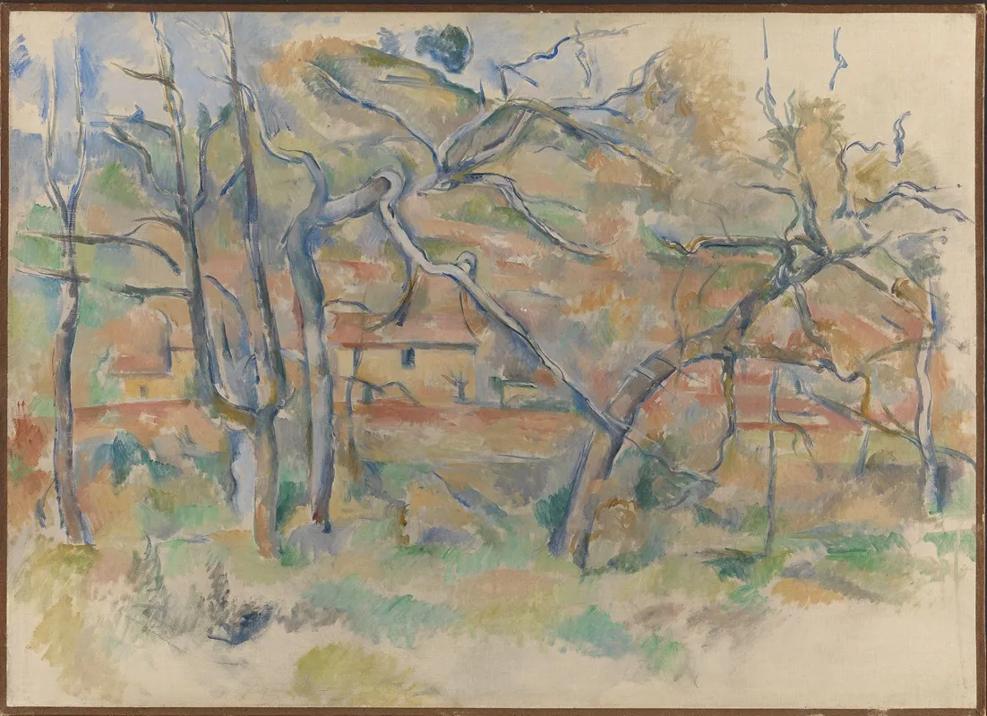 Trees And House Provence by Paul Cézanne - Canvas Print