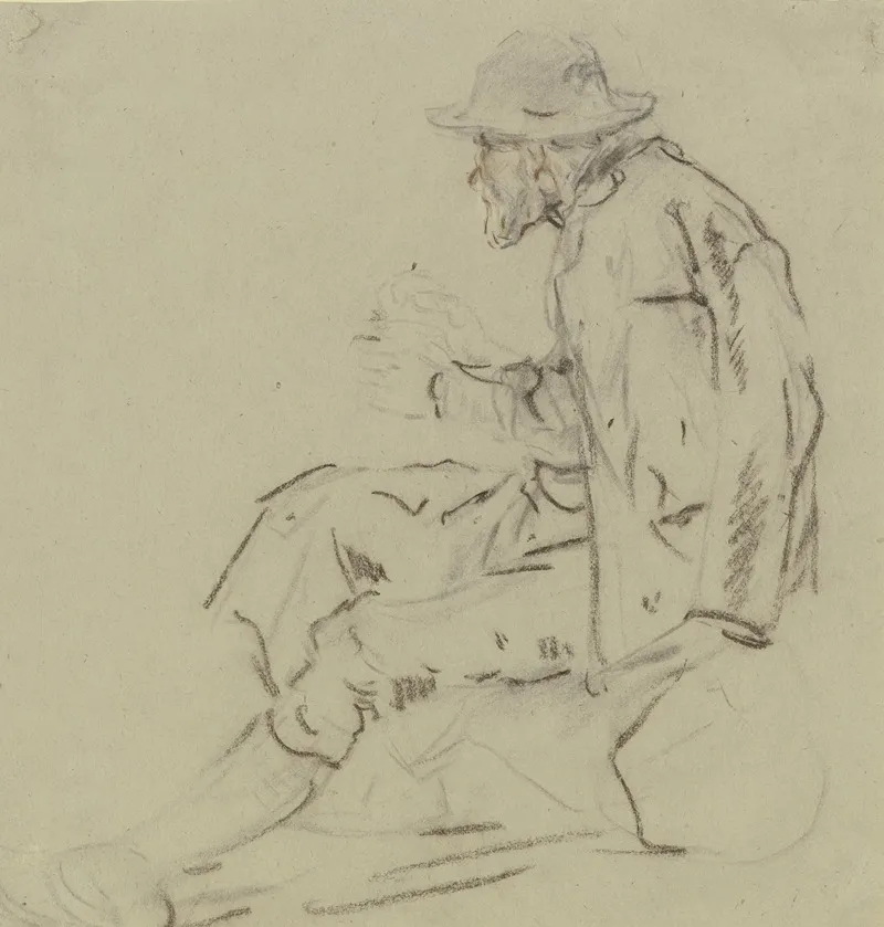 Treiber Auf Einem Steinblock Ruhend by Anton Burger - Canvas Print