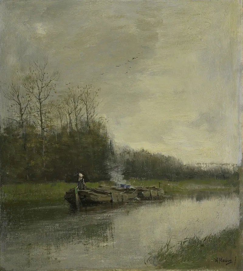Trekvaart by Anton Mauve - Canvas Print