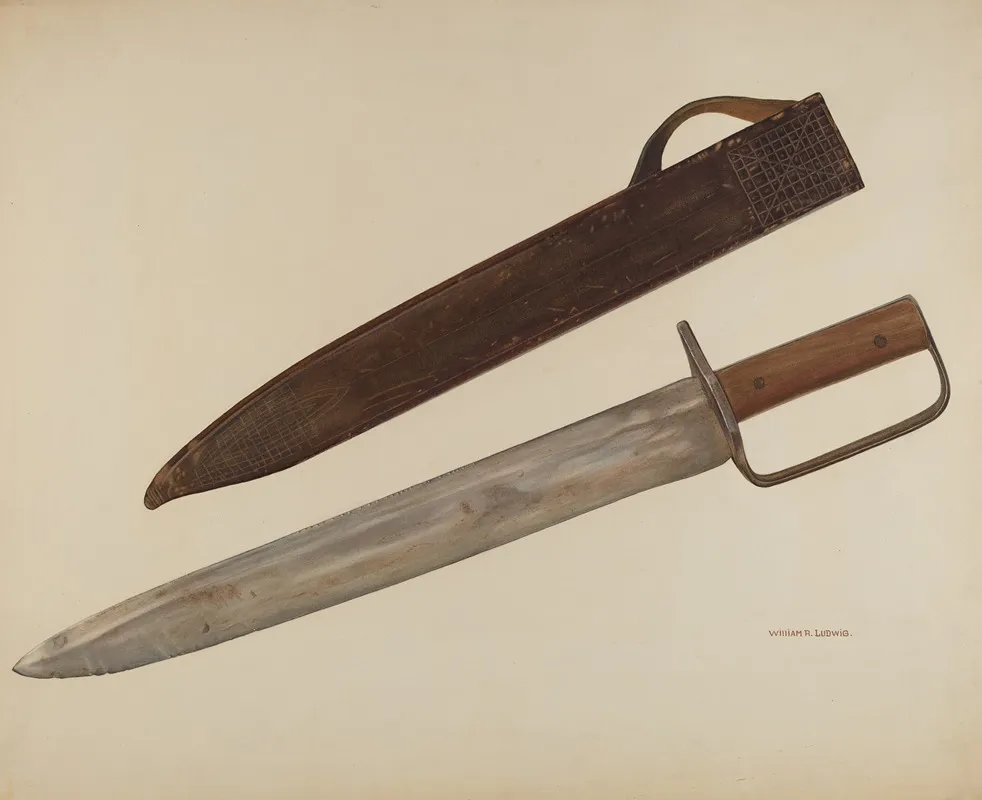Trench Knife And Sheath by William Ludwig - Canvas Print