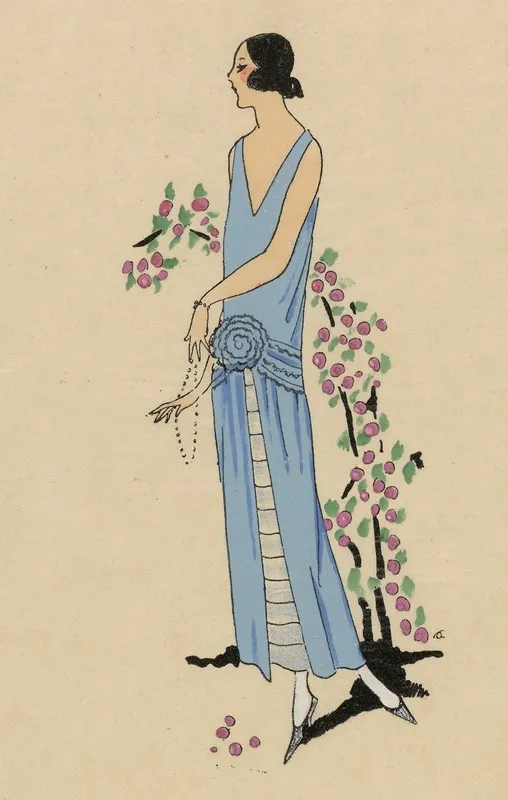 Tres Parisien 1923 No 9 4 Turquoise Une Etroite Gaine De Moire