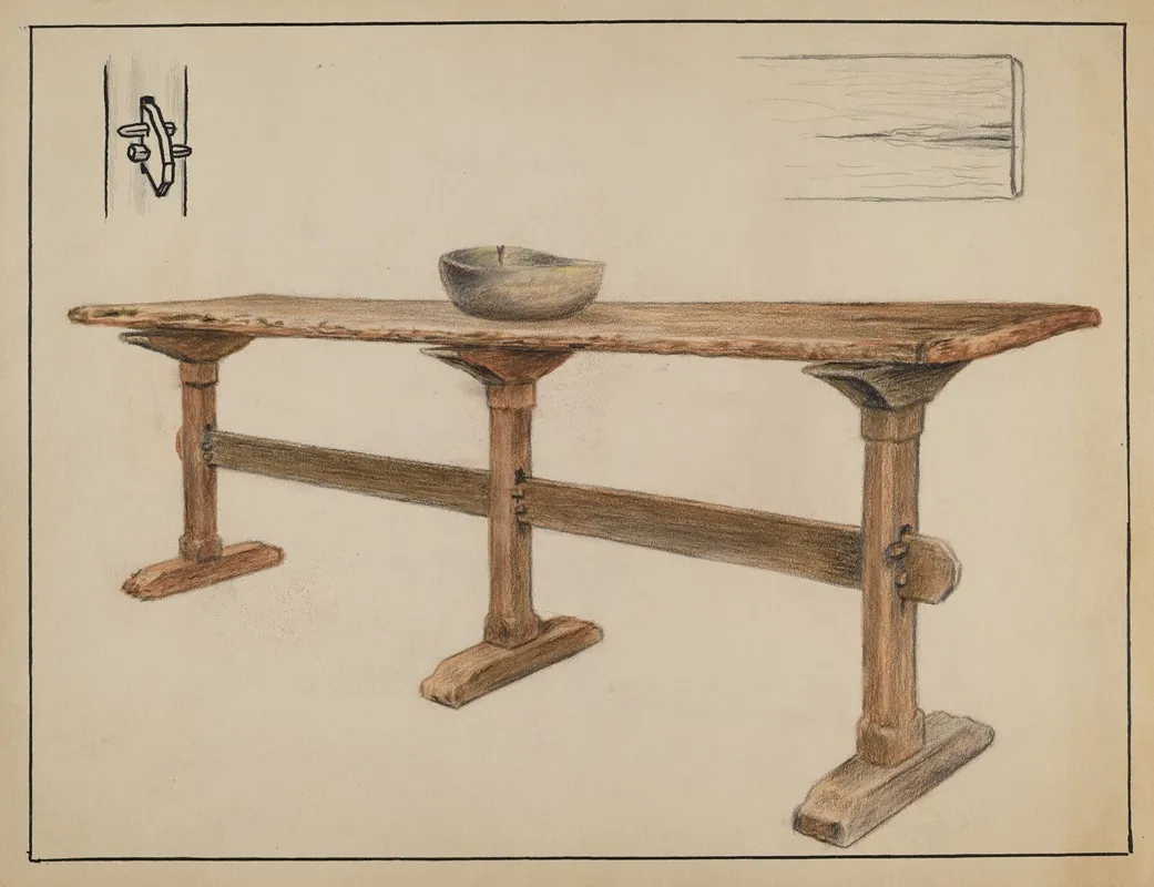Trestle Table 2 by Fletcher Hanks - Canvas Print