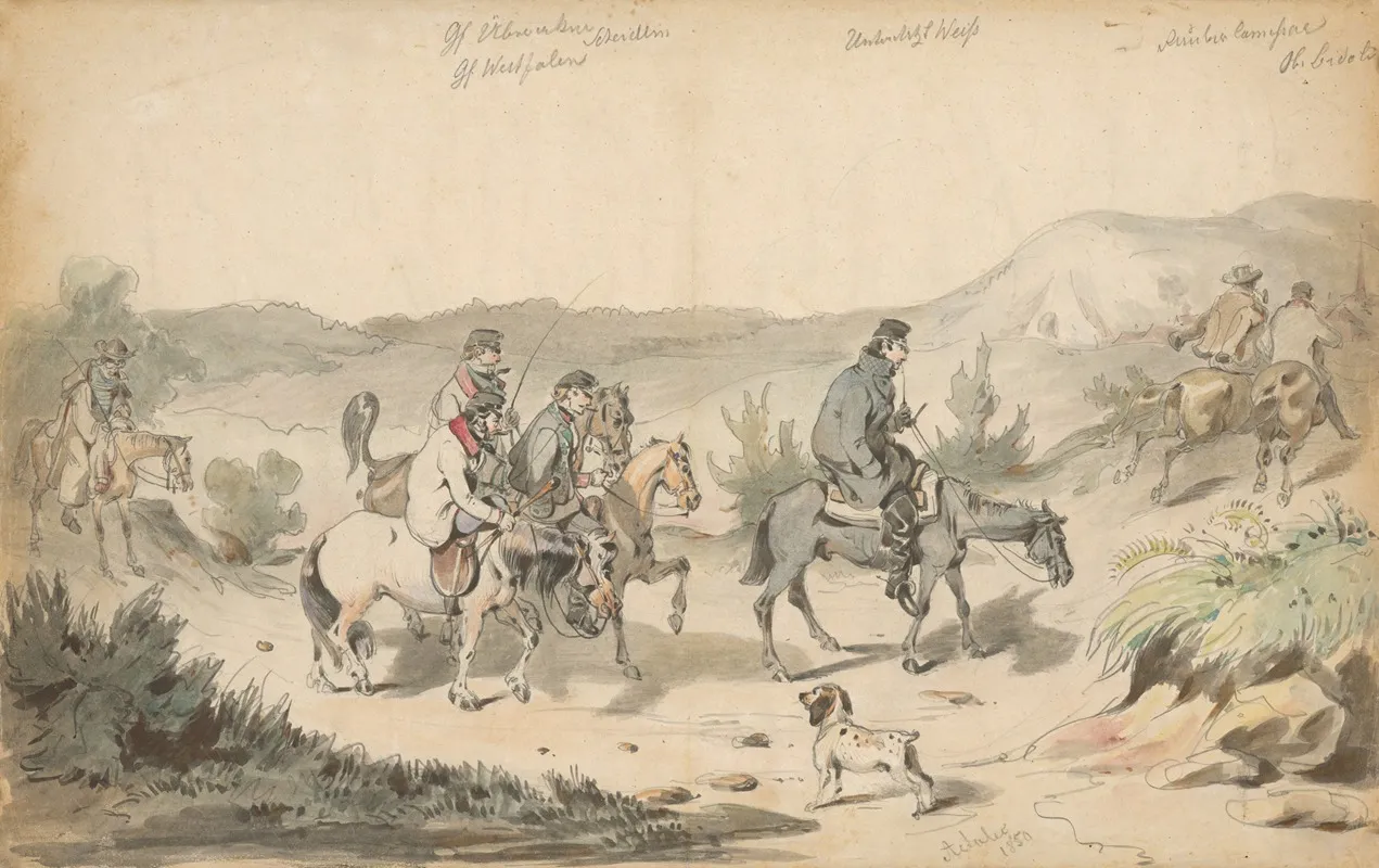 Trip On Horses by Friedrich Carl von Scheidlin - Canvas Print