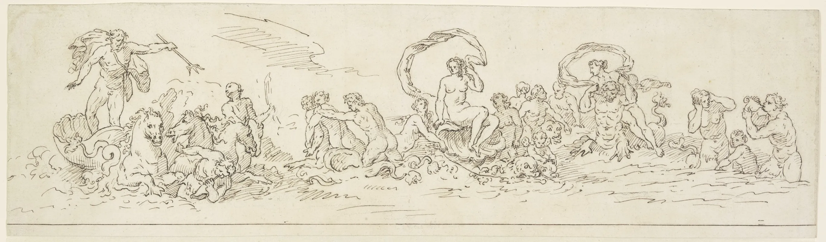 Triumphzug Des Neptun Mit Meeresgottern Und Nereiden Auf Delphinen by Raymond Lafage - Canvas Print