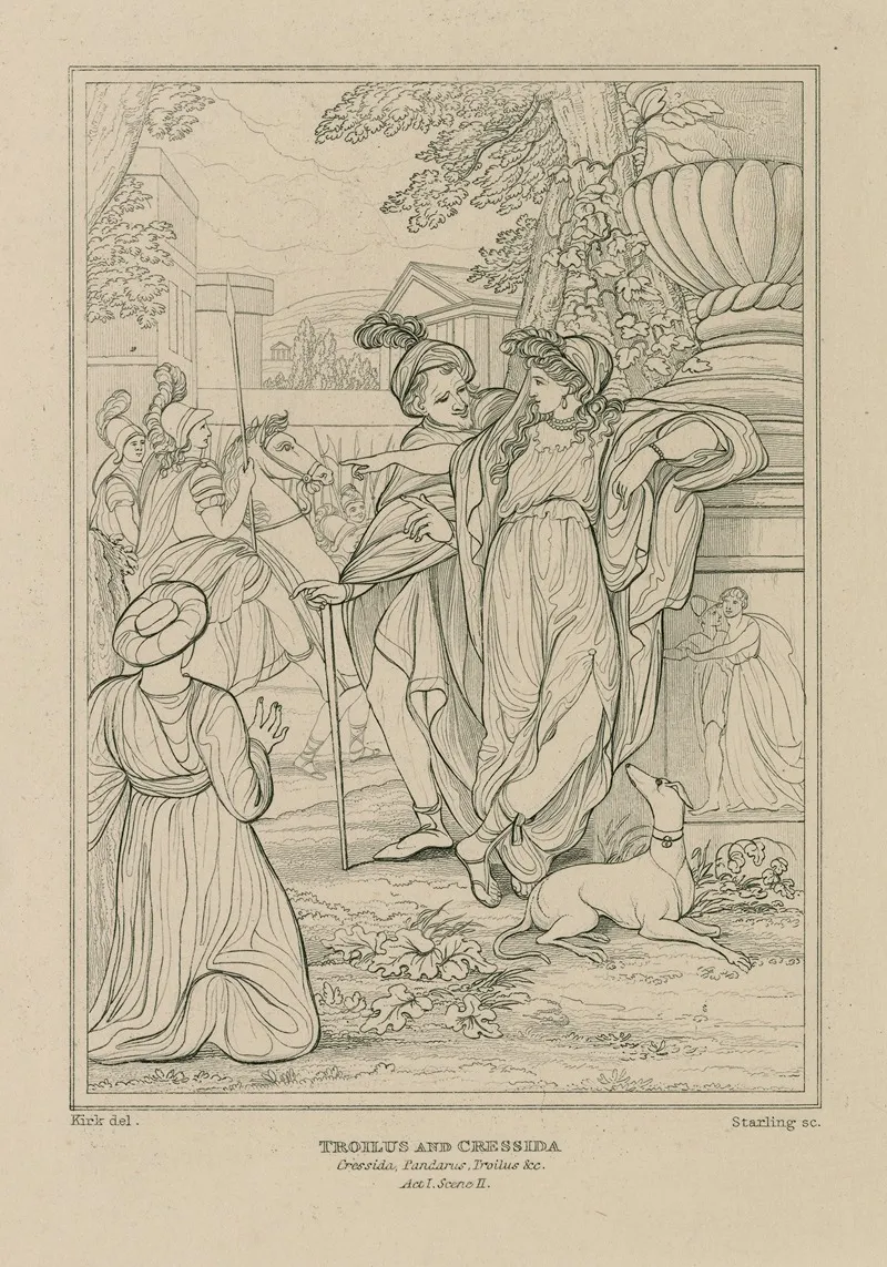 Troilus Cressida Act 1 Sc 2 A Street Cressida Pandarus Troilus Soldiers Etc by William Francis Starling - Canvas Print