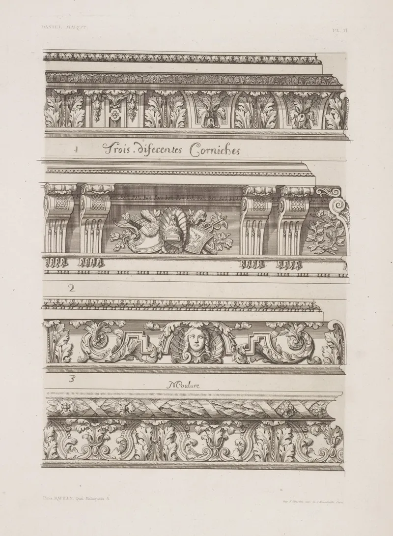Trois Diferents Corniches by André-Charles Boulle - Canvas Print