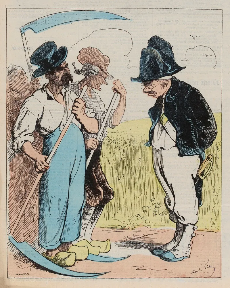 Trois Moissonneurs Pour Un Champ by André Gill - Canvas Print
