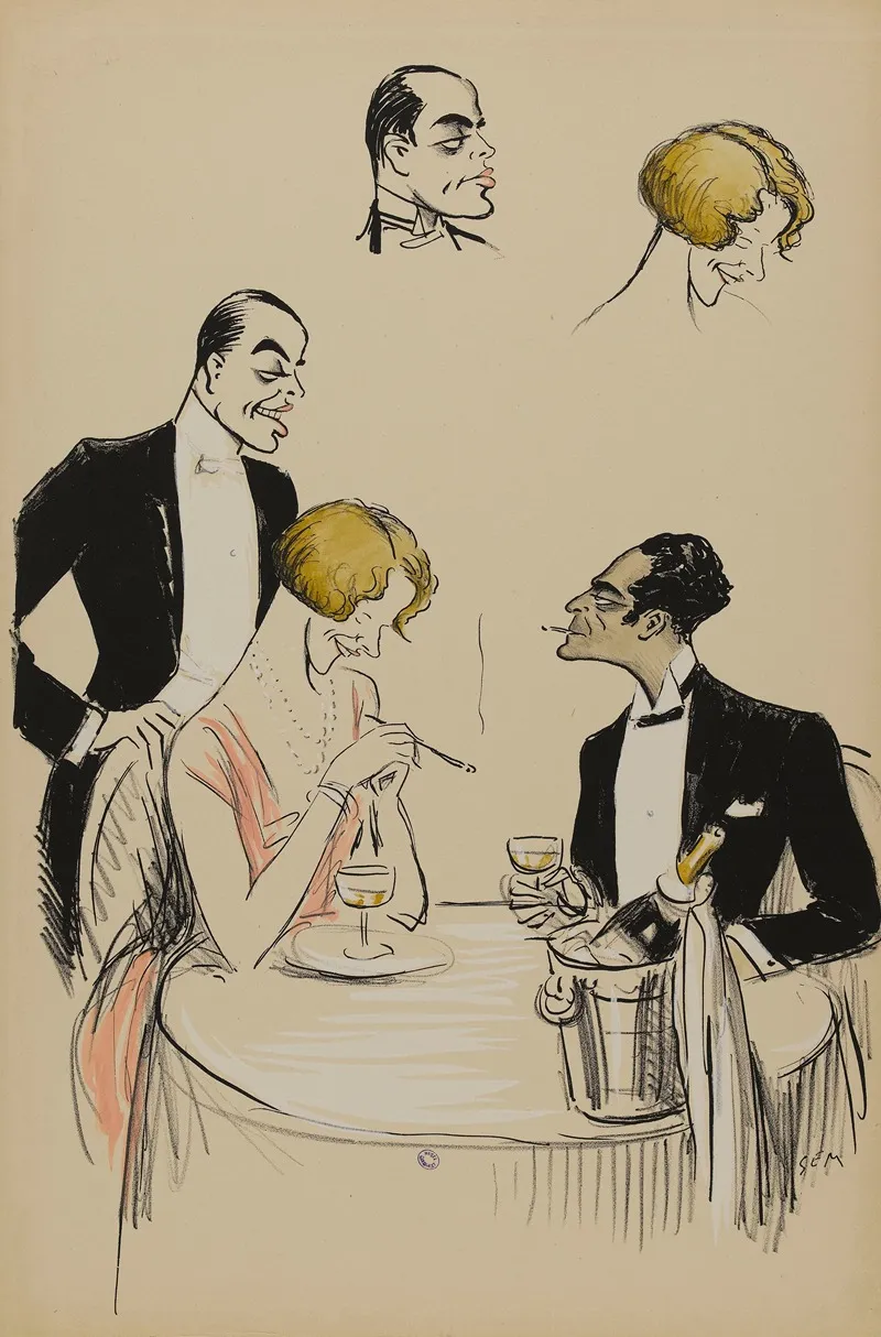 Trois Personnages Au Restaurant Dont Leonora Hughes