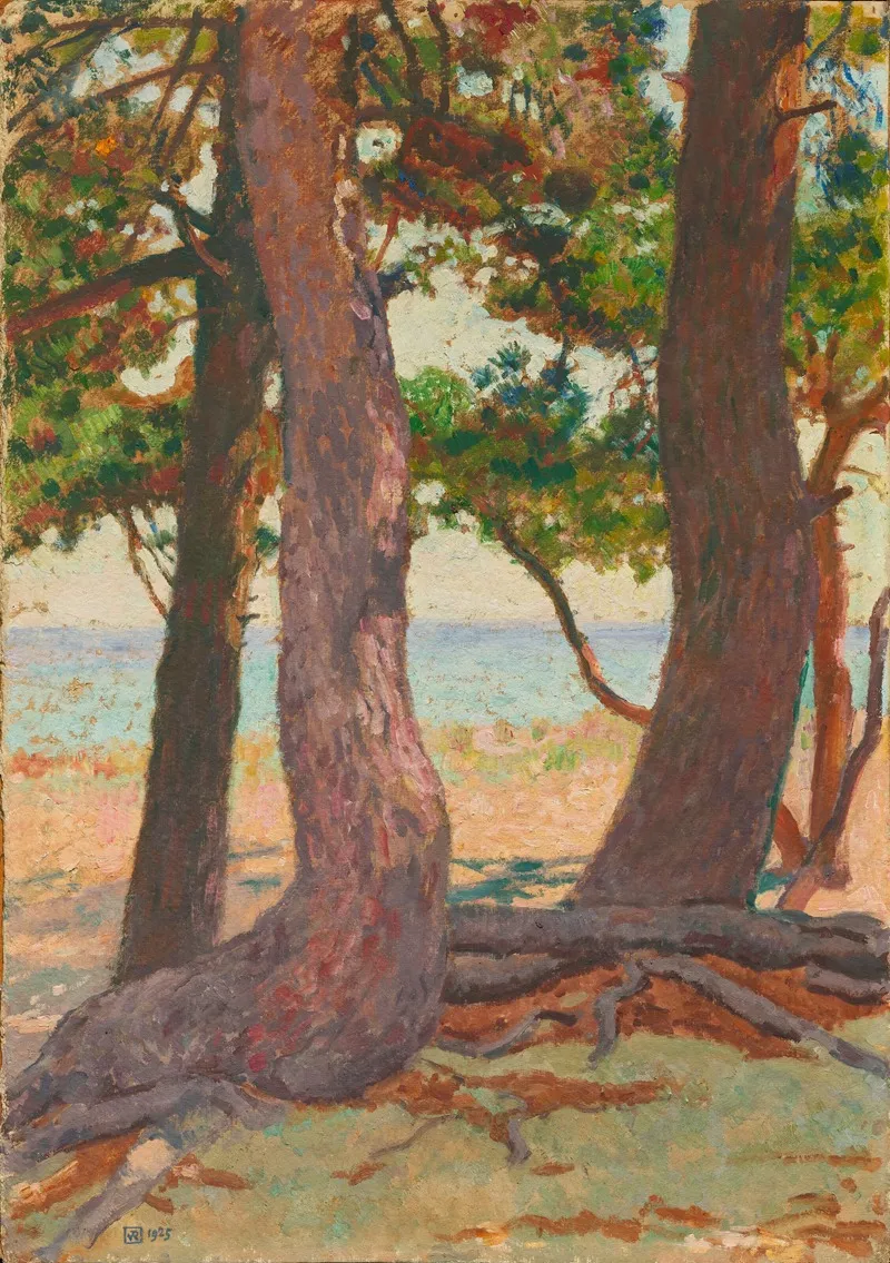 Trois Troncs De Pins by Theo van Rysselberghe - Canvas Print