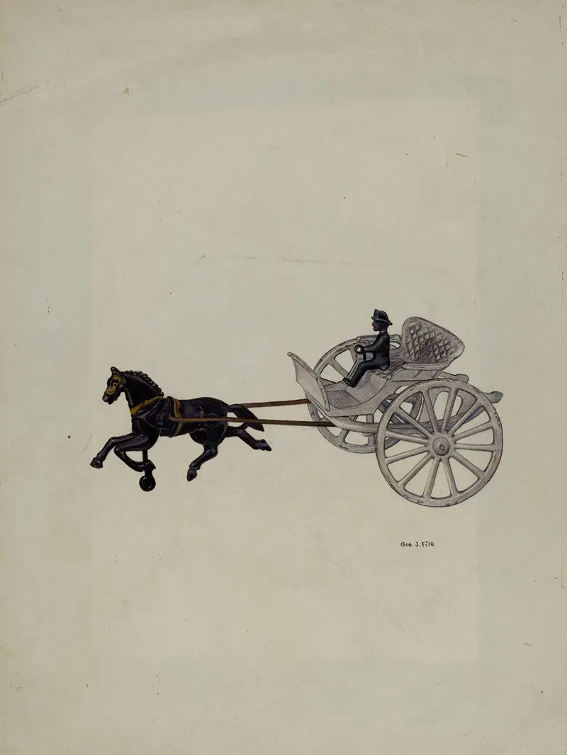 Trotter And Gig Iron Toy by George File - Canvas Print