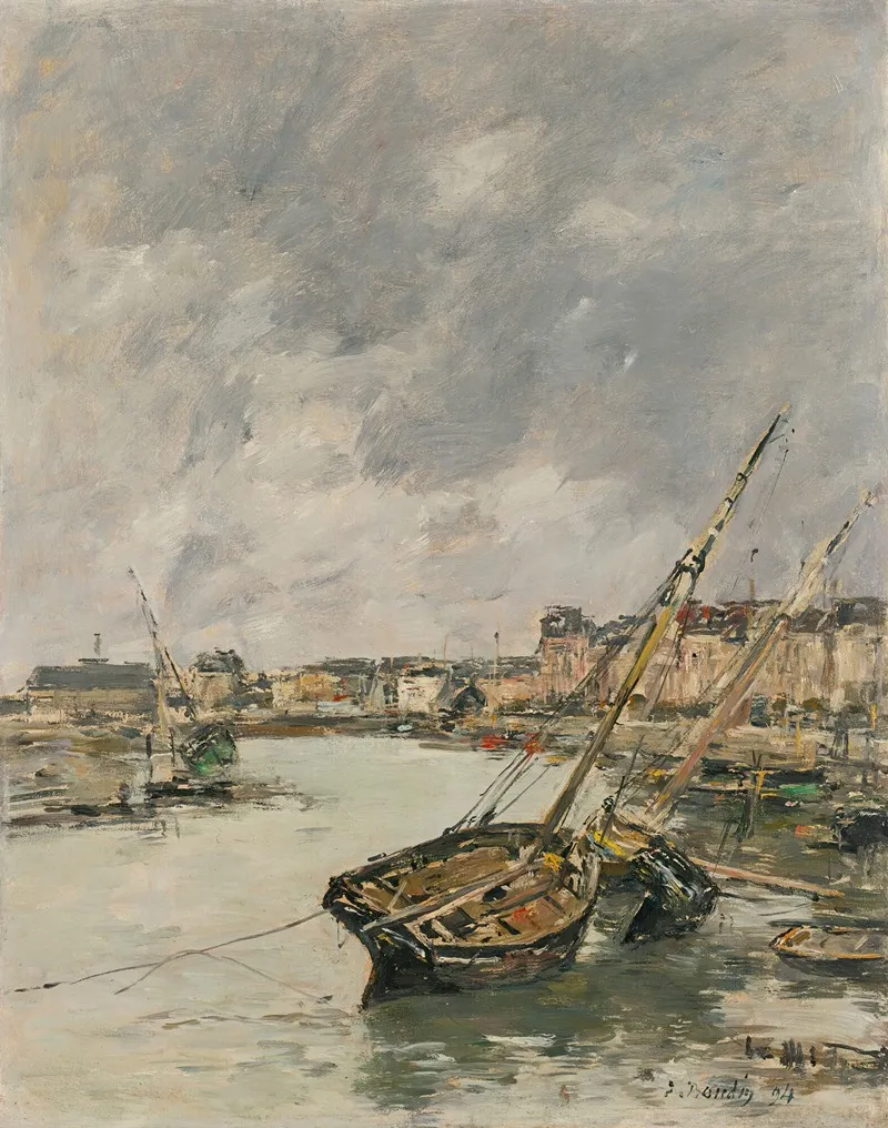Trouville Le Port Maree Basse by Eugène Boudin - Canvas Print