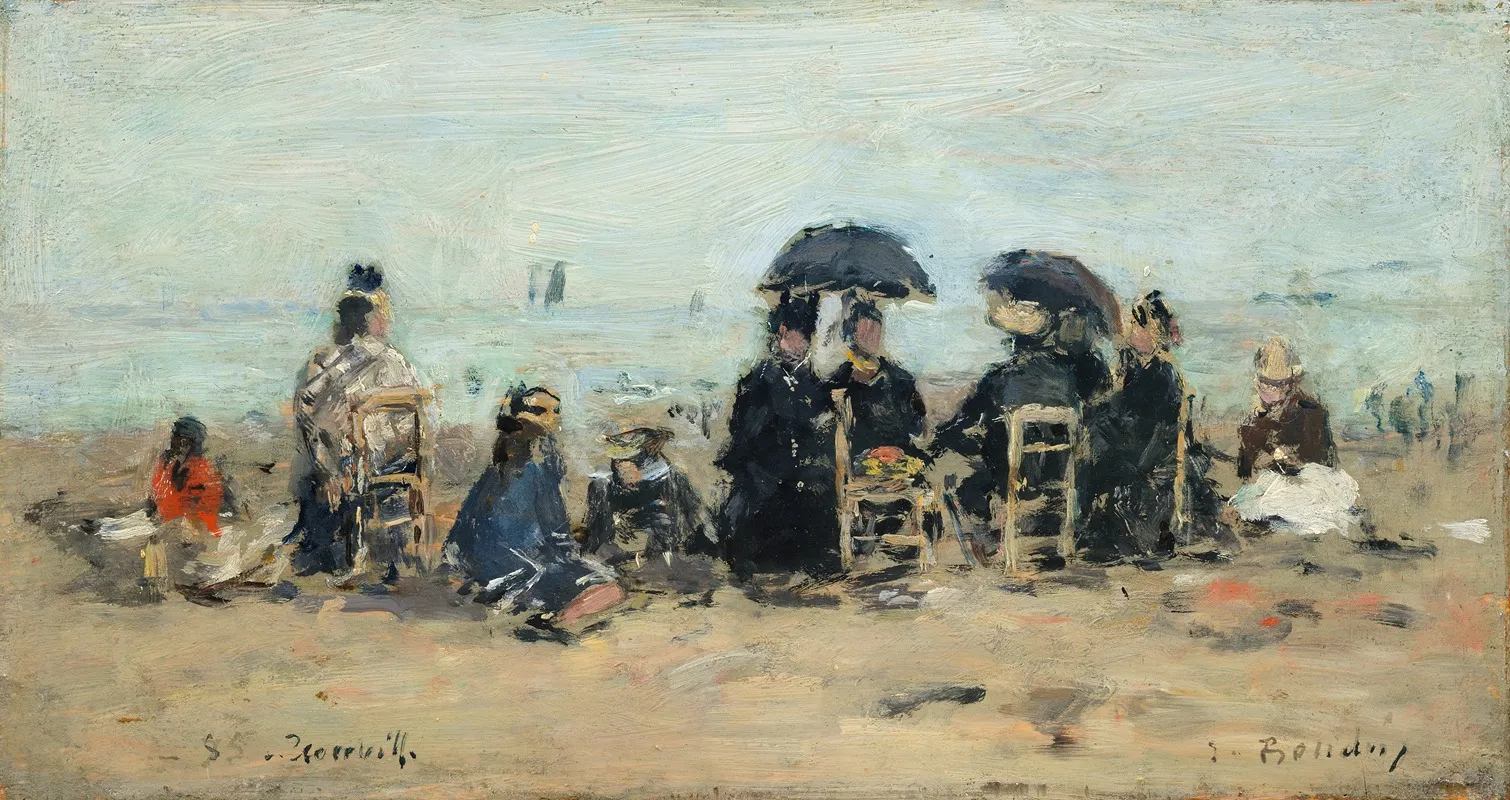 Trouville Scene De Plage 4 by Eugène Boudin - Canvas Print