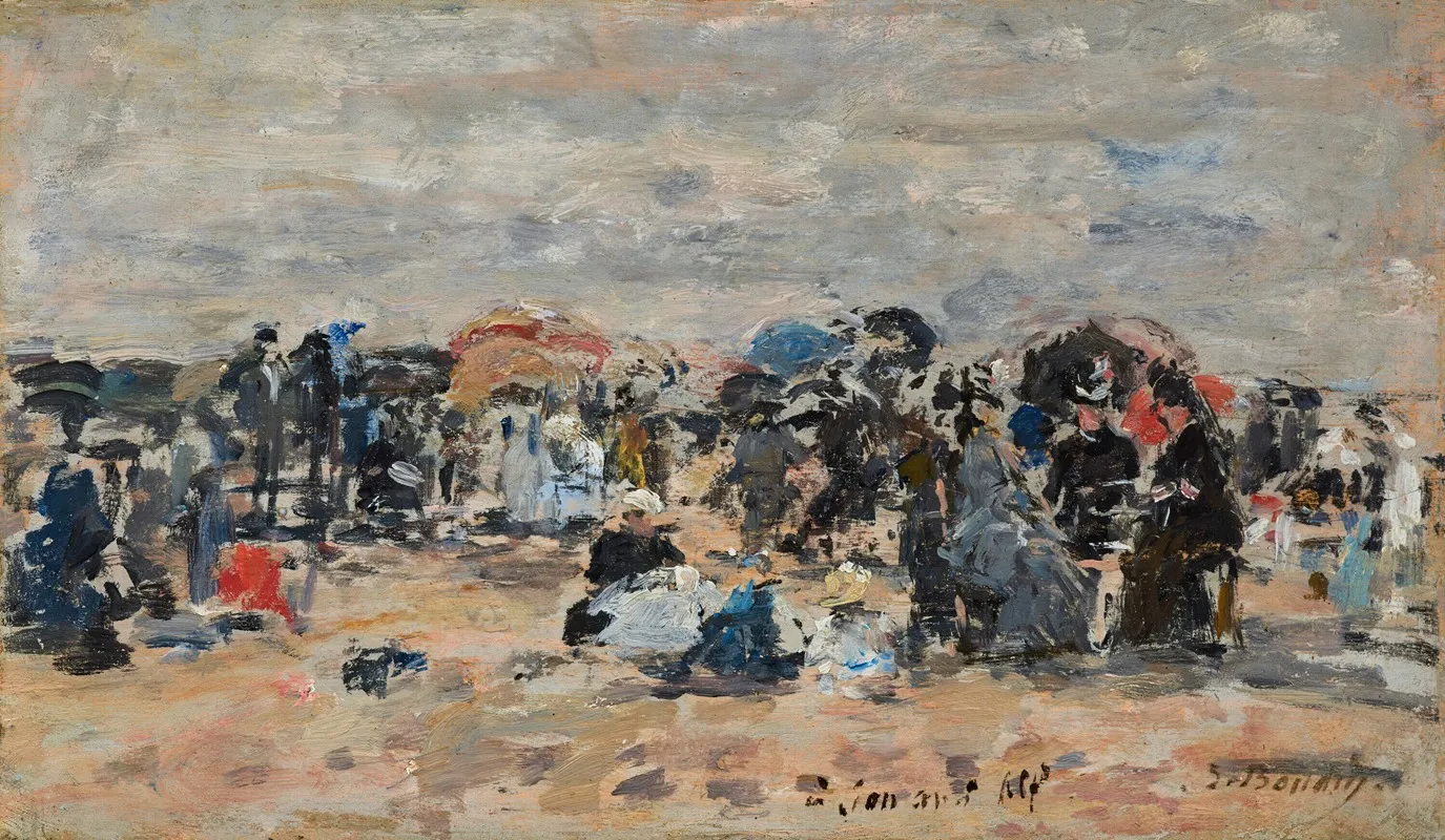 Trouville Scene De Plage 5 by Eugène Boudin - Canvas Print