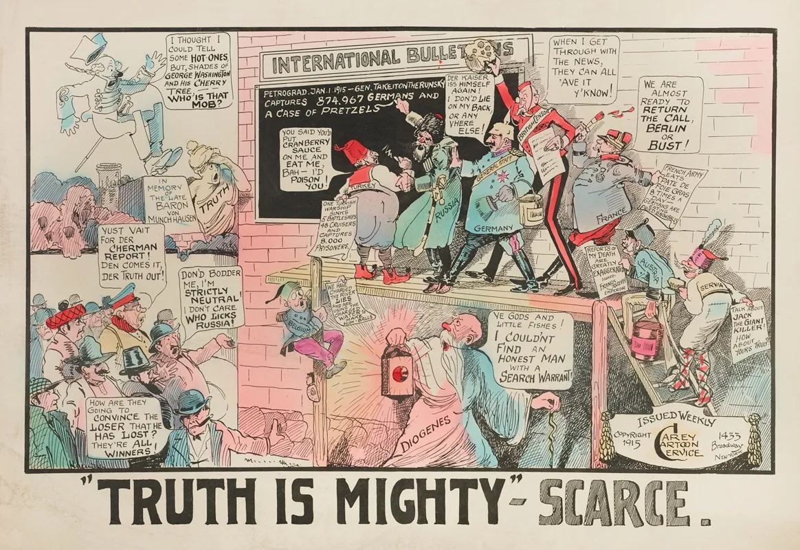 Truth Is Mighty Scarce by Carey Cartoon Service - Canvas Print