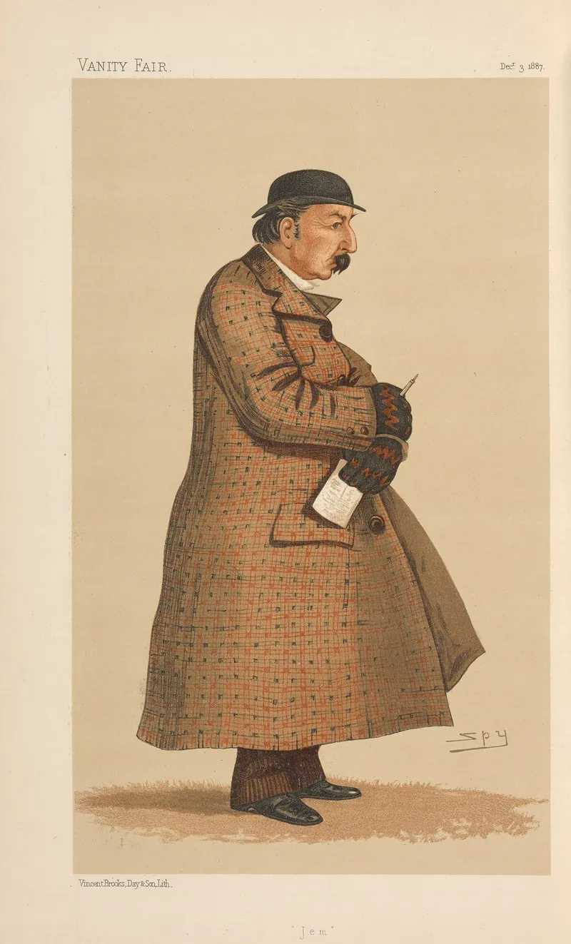 Turf Devotees Jem Captain James Octavius Machell December 3 1887 by Leslie Matthew Ward - Canvas Print