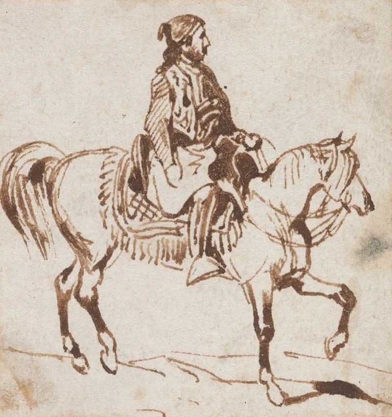 Turk On A Horse by Thomas Hartley Cromek - Canvas Print