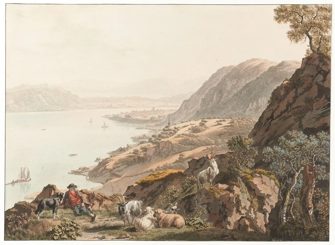 Twann Und Bielersee Von Nordosten by Johann Jakob Biedermann - Canvas Print