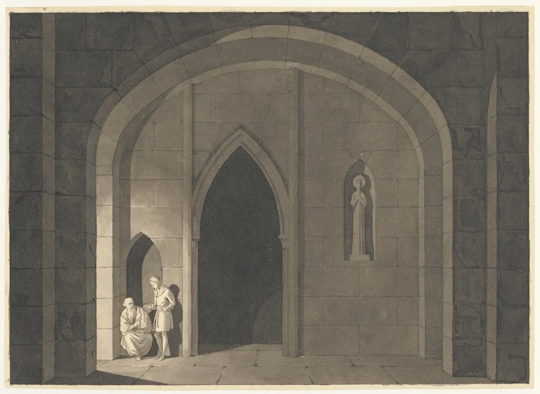 Twee Figuren In Gesprek In De Hoek V Overwelfde Ruimte by David Humbert de Superville - Canvas Print