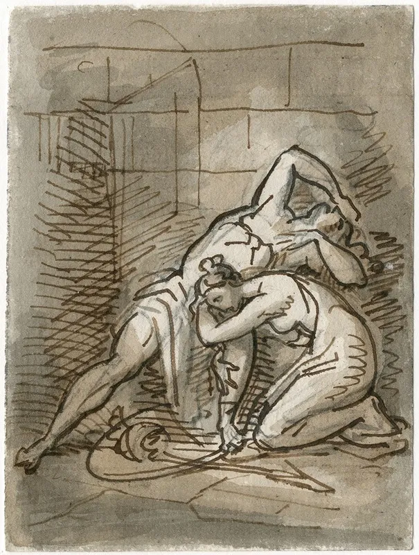 Twee Figuren Man En Vrouw In Dramatische Pose