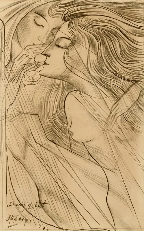 Twee Muzen by Jan Toorop - Canvas Print