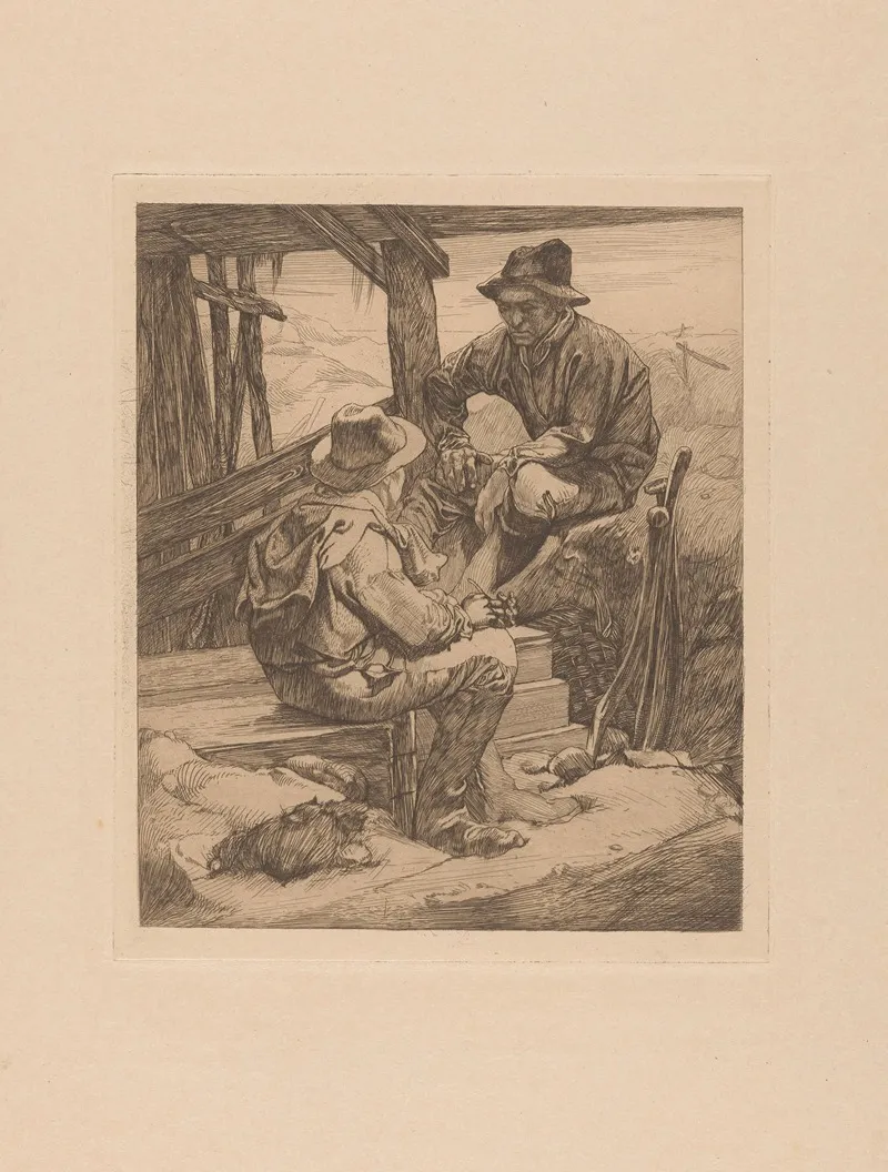 Twee Rustende Arbeiders 2 by Johannes Josephus Aarts - Canvas Print
