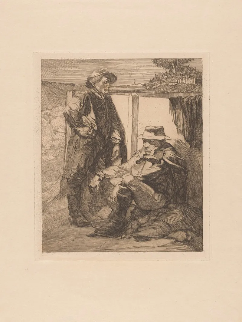 Twee Rustende Arbeiders by Johannes Josephus Aarts - Canvas Print