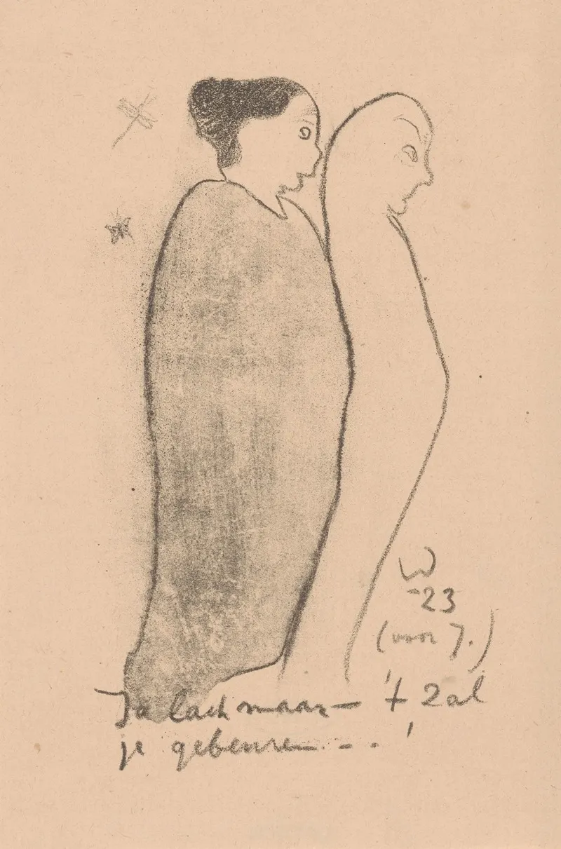 Twee Staande Figuren by Erich Wichmann - Canvas Print