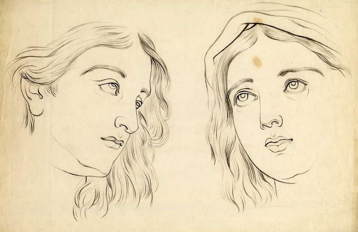 Twee Studies Van Meisjesgezichten by Gérard Portielje - Canvas Print